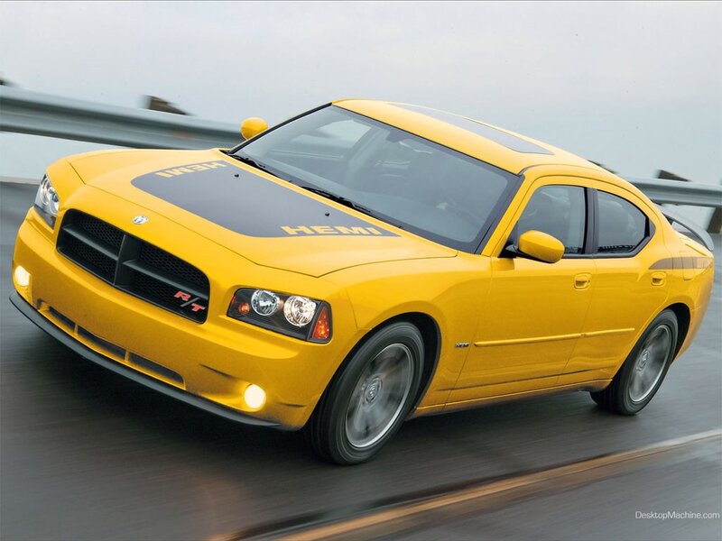 yellow dodge charger r/t in motion