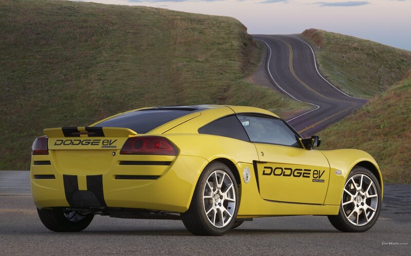 Yellow Dodge EV sports car