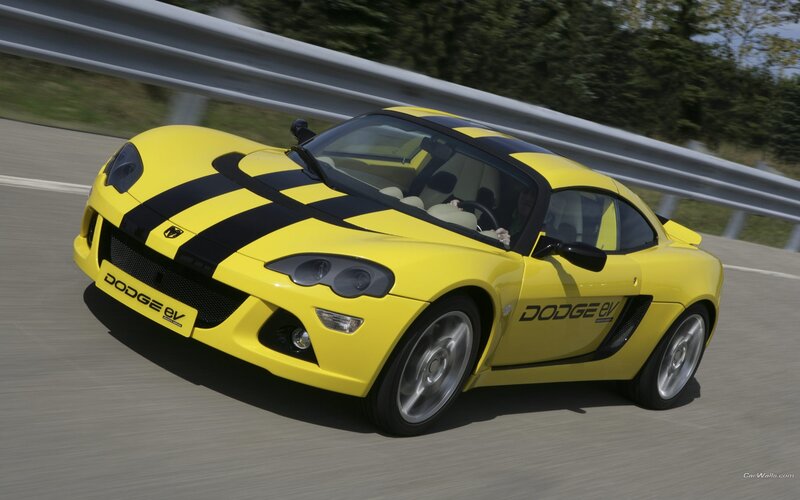 Yellow Dodge EV sports car