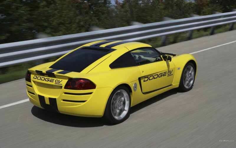Yellow Dodge EV sports car