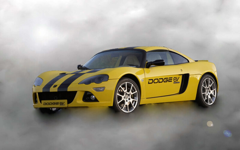 Yellow Dodge EV sports car