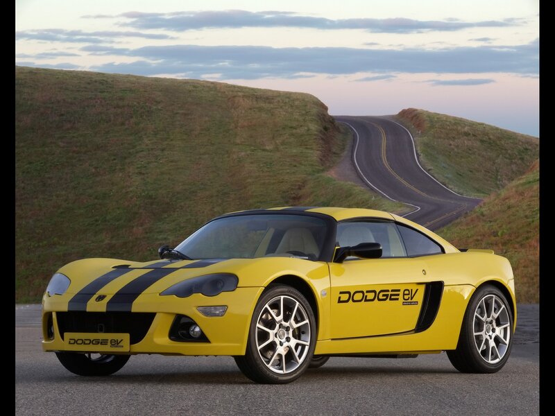 Yellow Dodge EV sports car