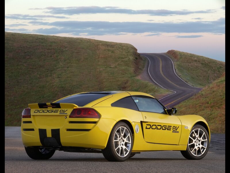 Yellow Dodge EV sports car