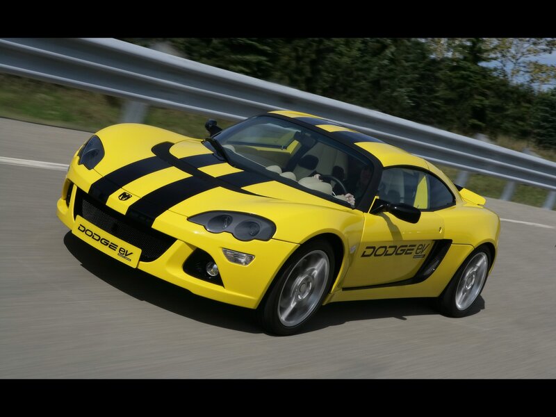 Yellow Dodge EV sports car