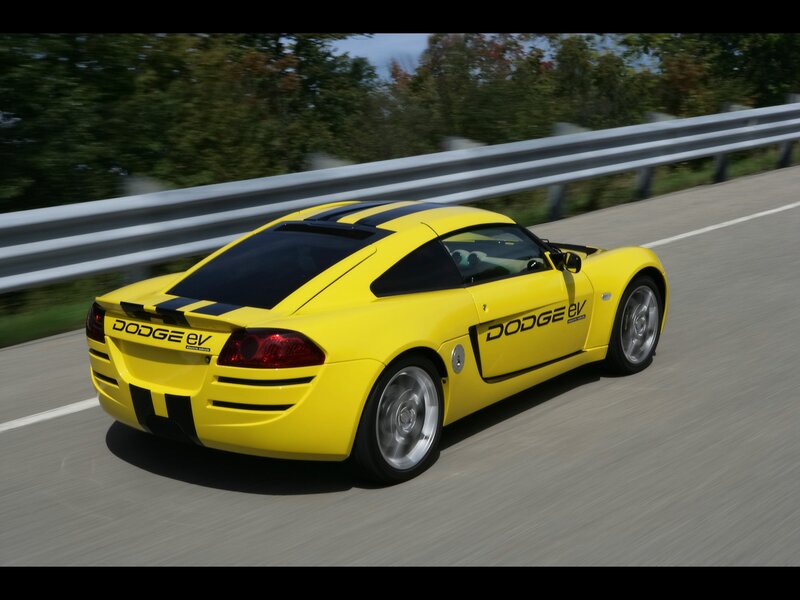 Yellow Dodge EV sports car