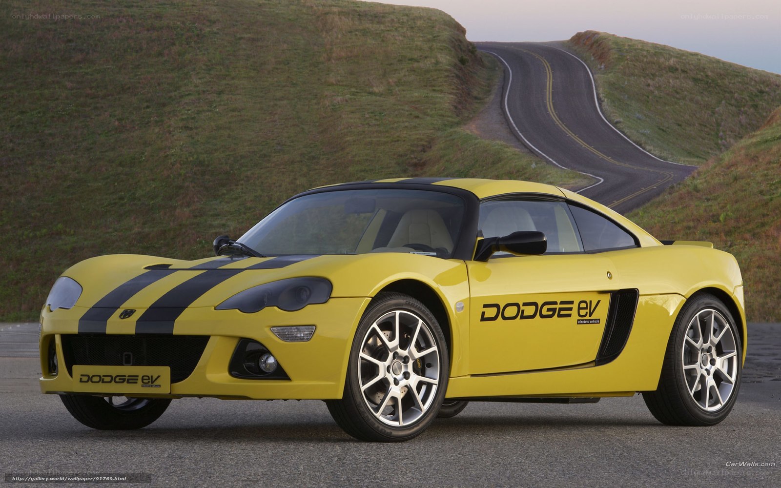 Yellow Dodge EV sports car