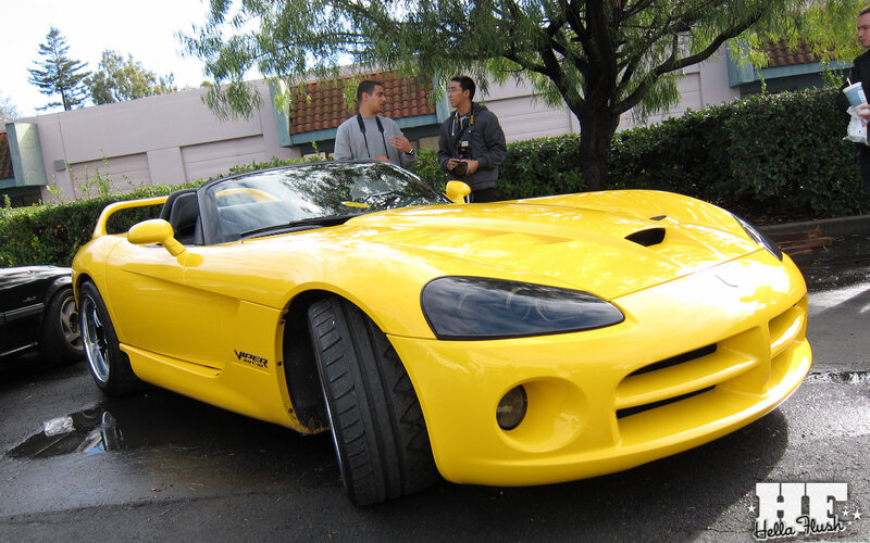 Yellow Dodge Viper at car show