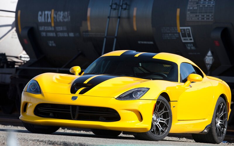 Yellow Dodge Viper sports car