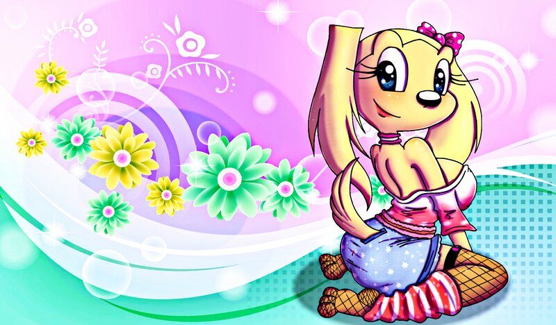 Yellow Dog Character — Pink, Playful