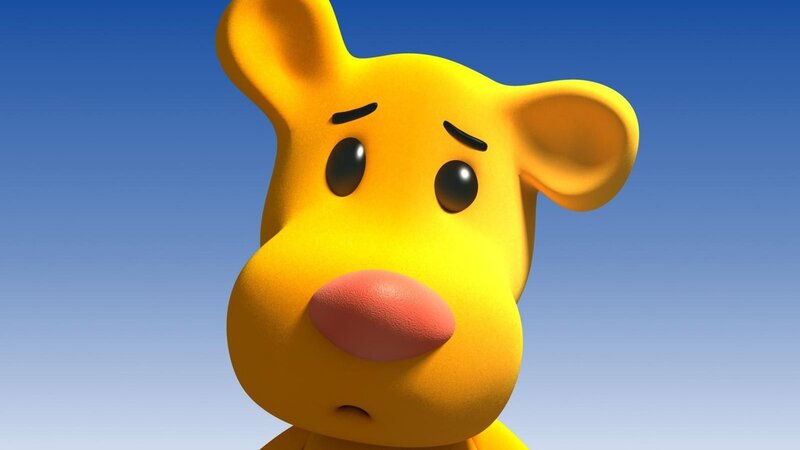 yellow dog character with sad expression