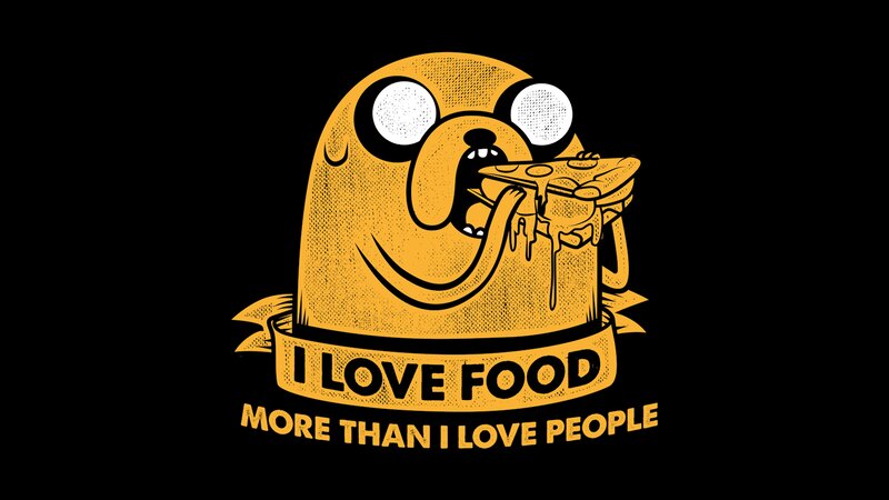 Yellow Dog Eating Pizza