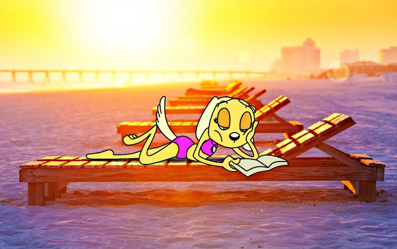Yellow Dog on Beach — Relaxed