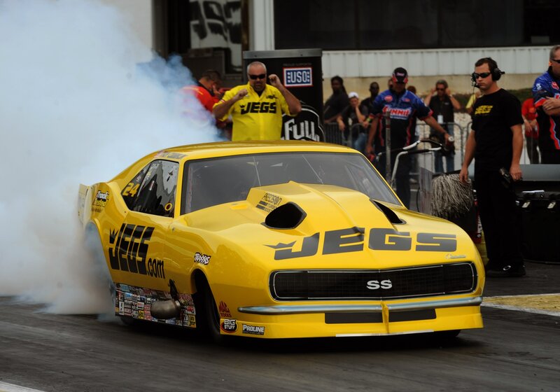 Yellow Drag Racing Car — Dramatic, Afternoon, Photograph
