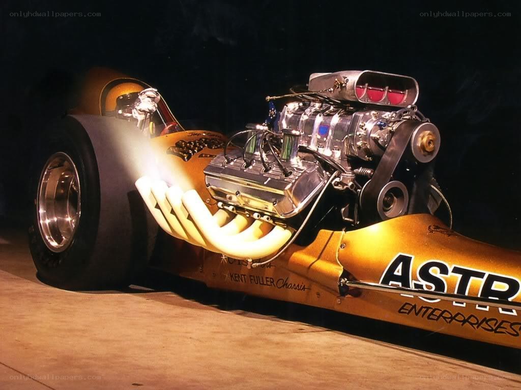 yellow drag racing car