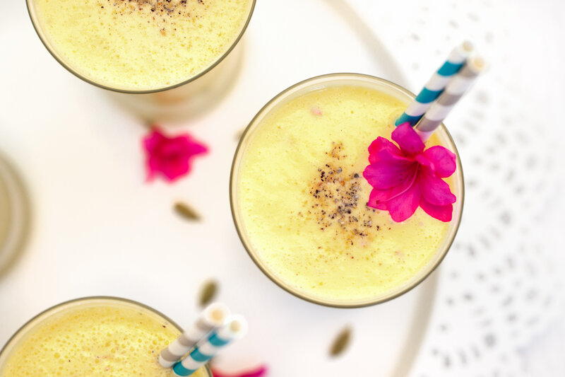 Yellow Drinks with Flowers