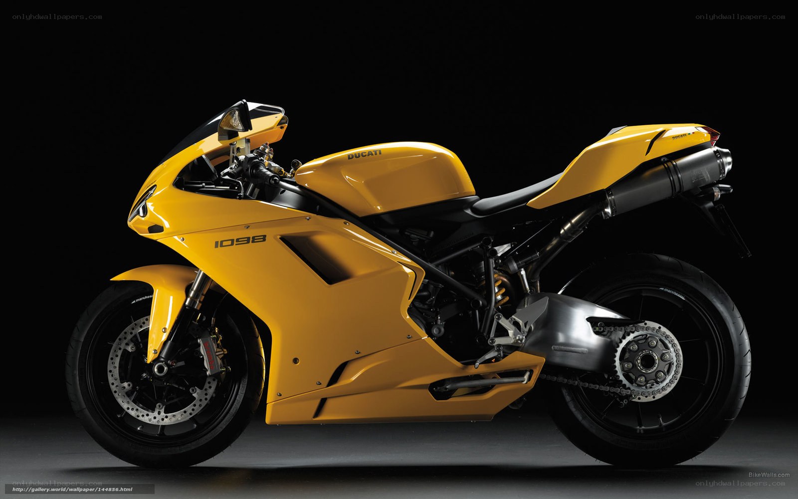 Yellow Ducati 1098 motorcycle