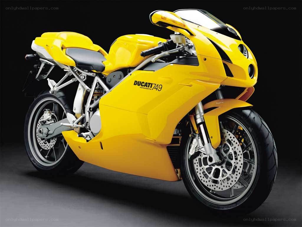 Yellow Ducati 749 motorcycle