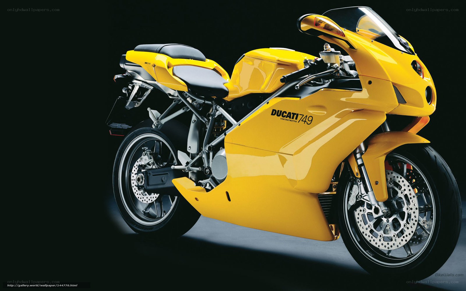 Yellow Ducati 749 motorcycle
