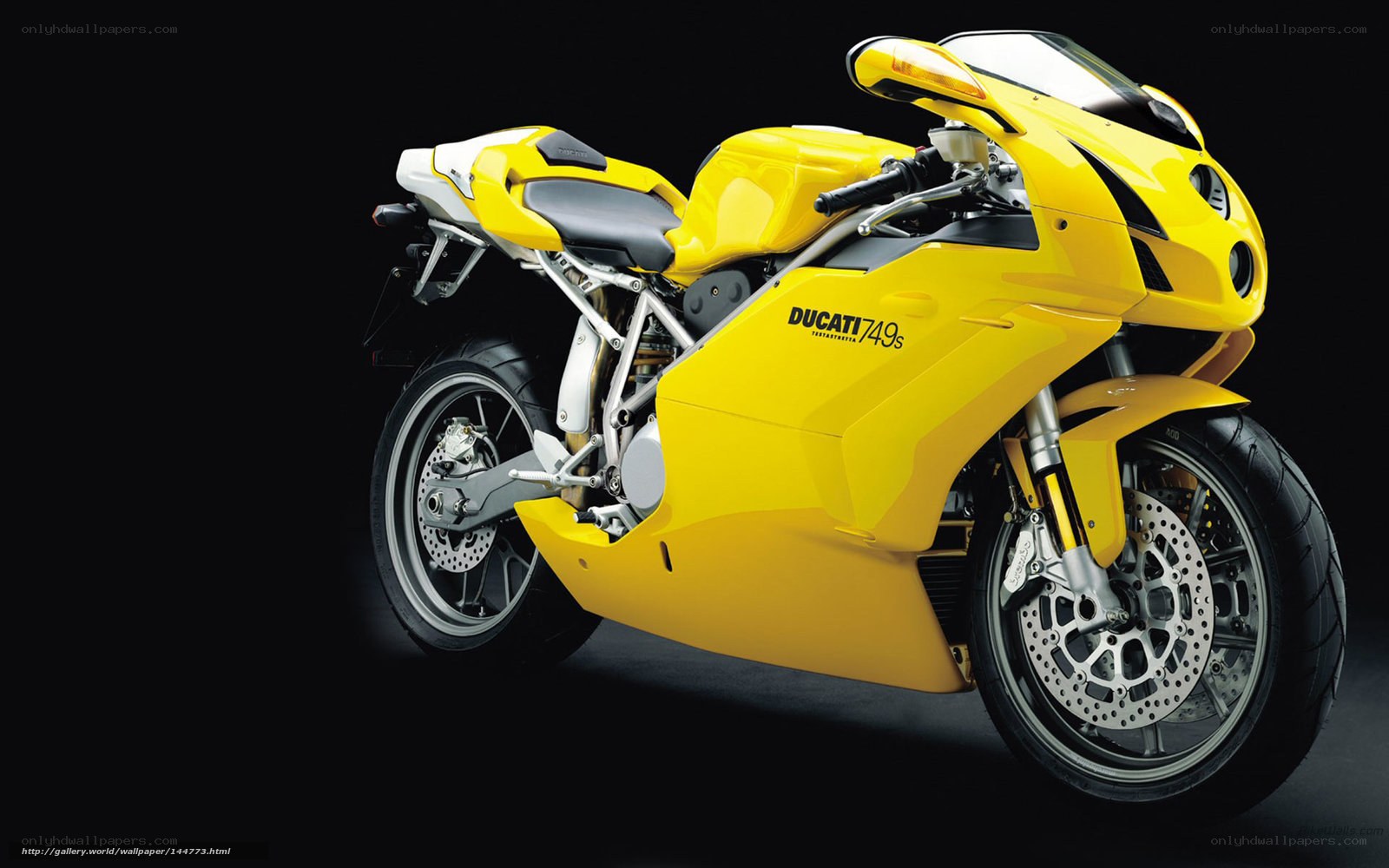 Yellow Ducati 749s motorcycle