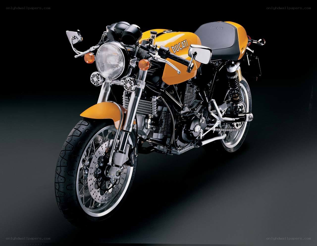 Yellow Ducati motorcycle