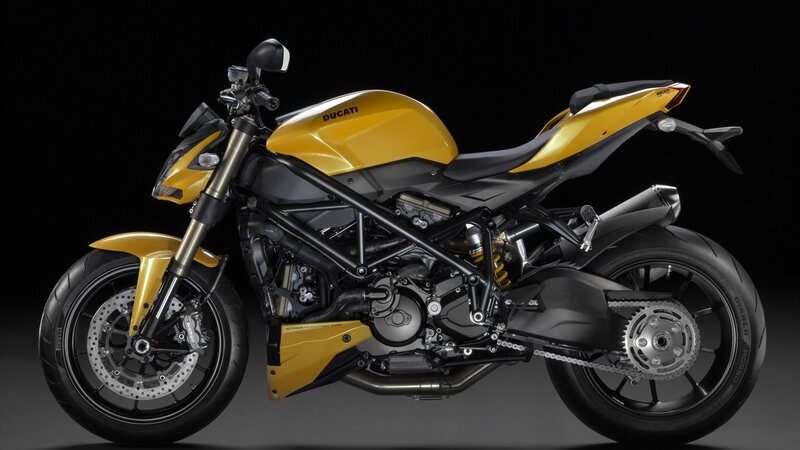 Yellow Ducati Motorcycle — Dramatic, Photograph, Black Background