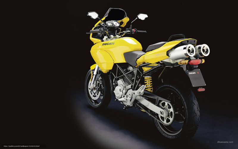 Yellow Ducati Motorcycle — Dramatic, Photograph, Exhaust Pipes