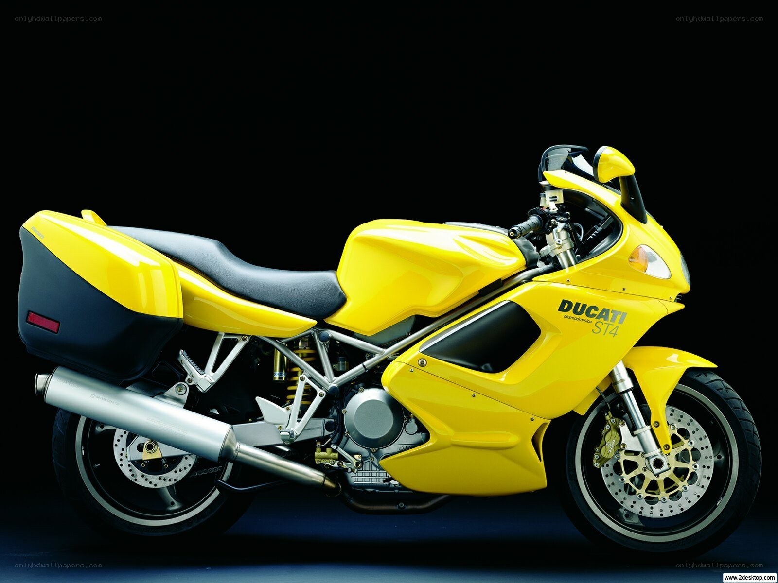 Yellow Ducati ST4 motorcycle