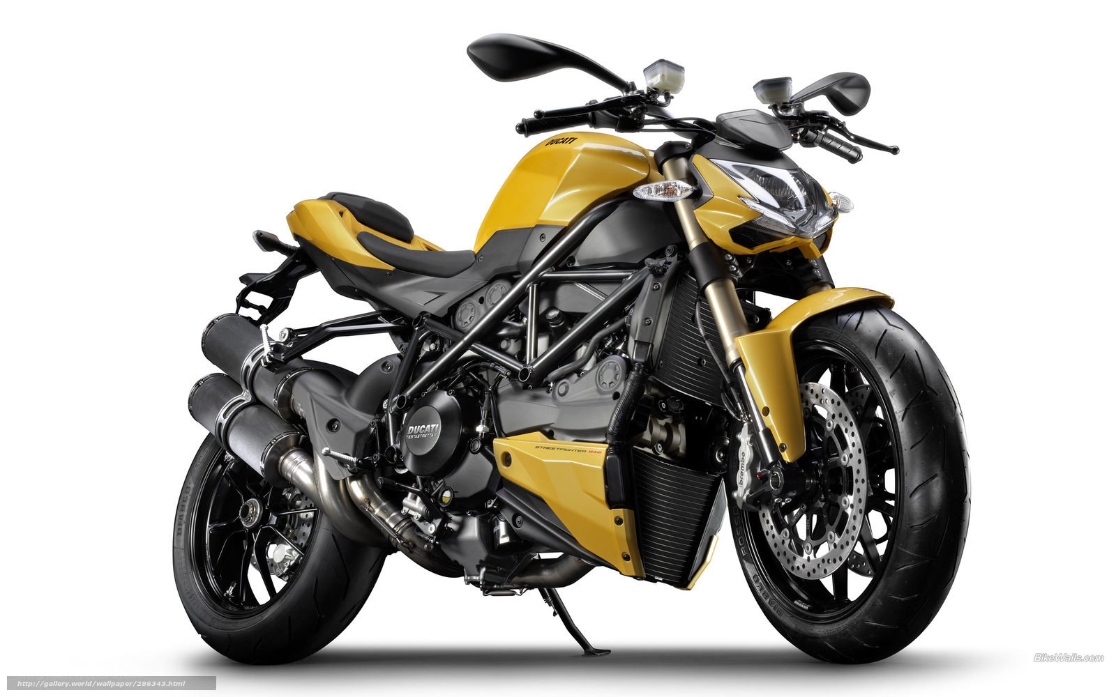 Yellow Ducati Streetfighter motorcycle