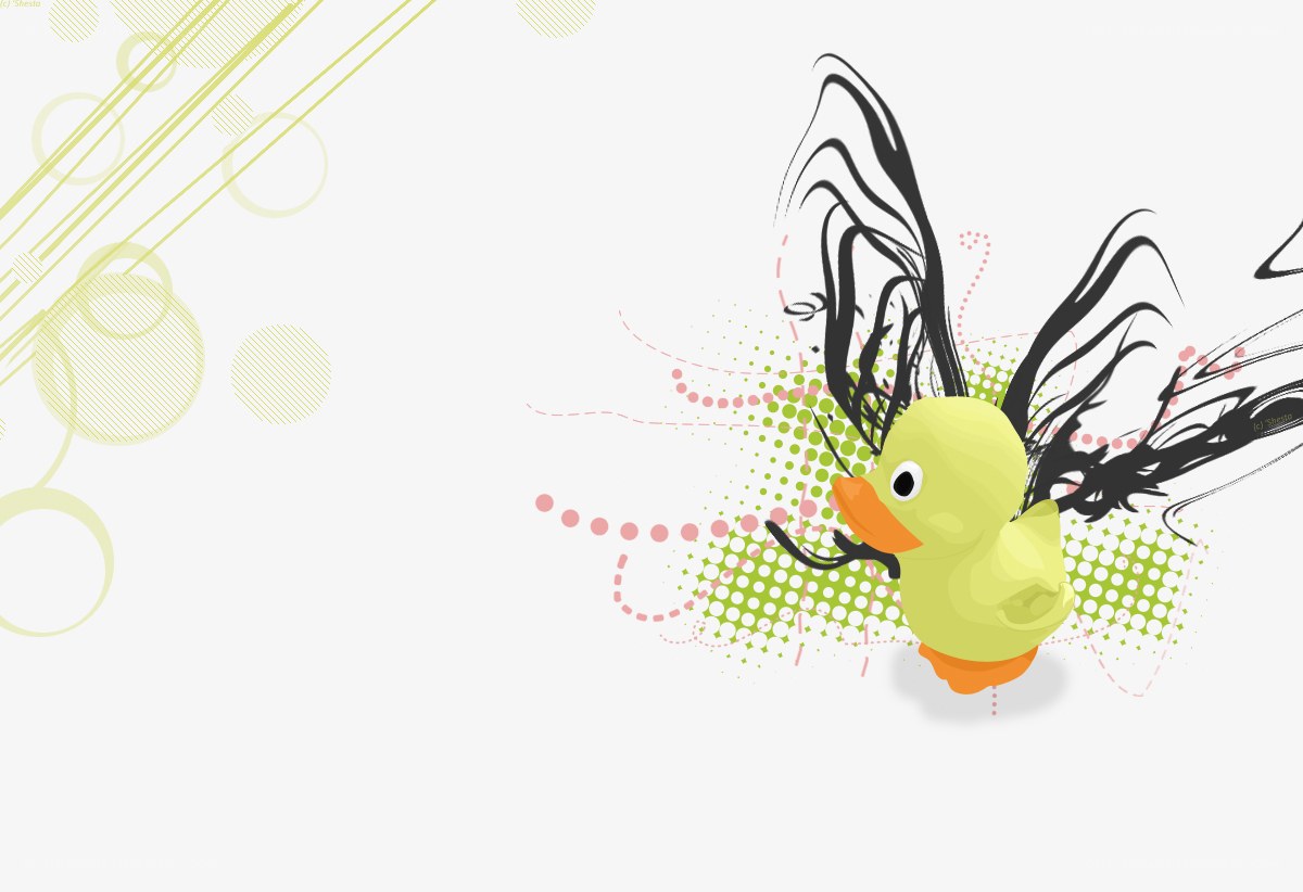 yellow duck with abstract art