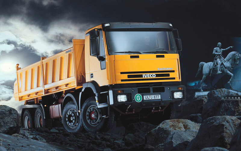 Yellow Dump Truck — Dramatic, Night