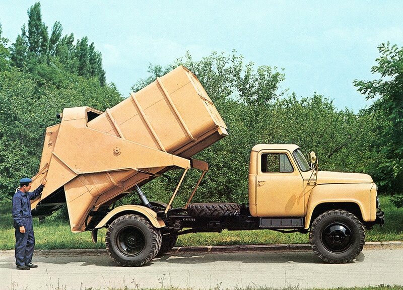Yellow dump truck in action