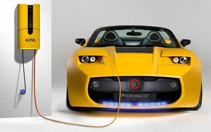 Yellow Electric Car — Modern, Photograph