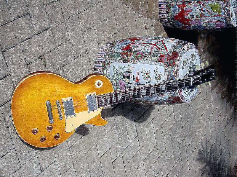 Yellow Electric Guitar — Brown