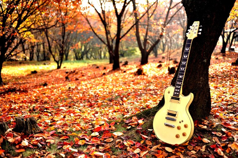 Yellow Electric Guitar — Orange