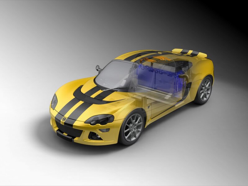Yellow electric sports car