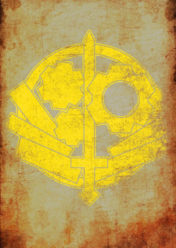 Yellow Emblem on Textured Background
