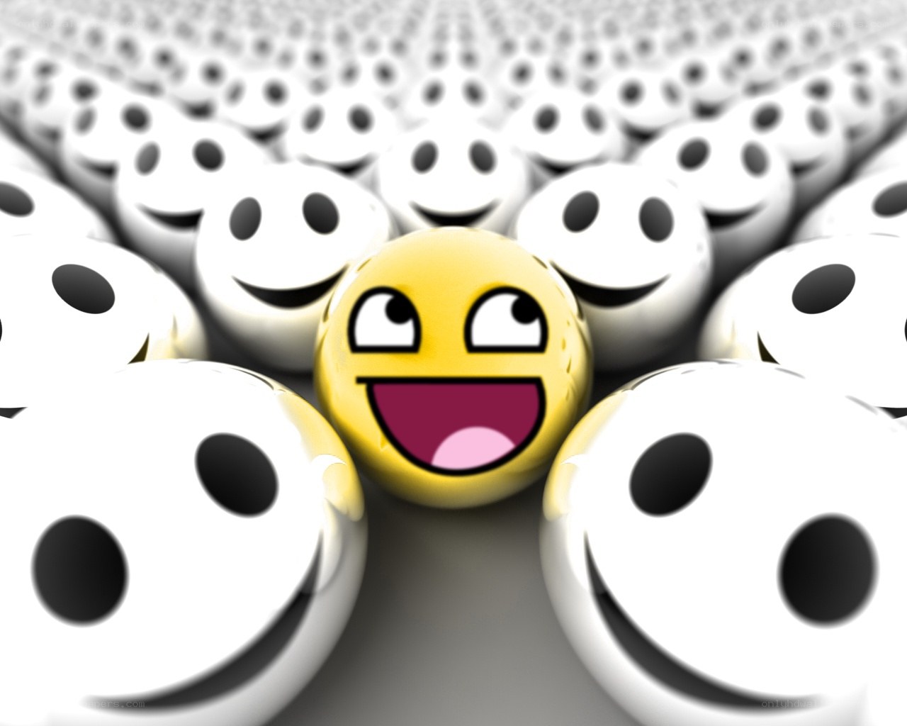 yellow emoji among white ones