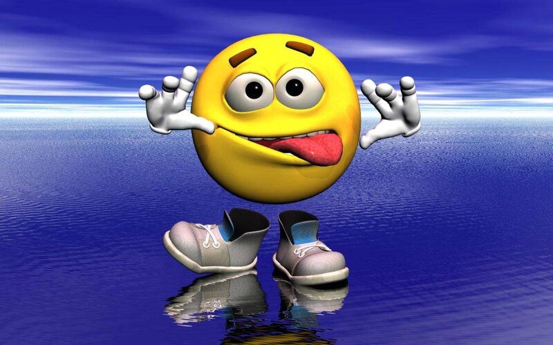 Yellow Emoji Character — Blue, Playful