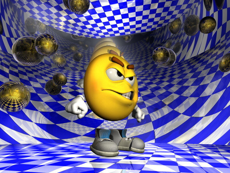 Yellow Emoji Character — Blue