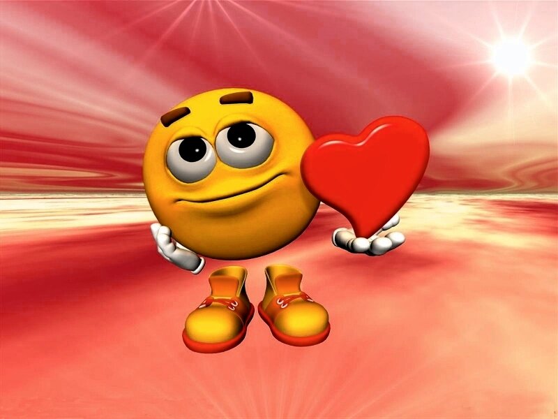 Yellow Emoji Character — Red, Cheerful