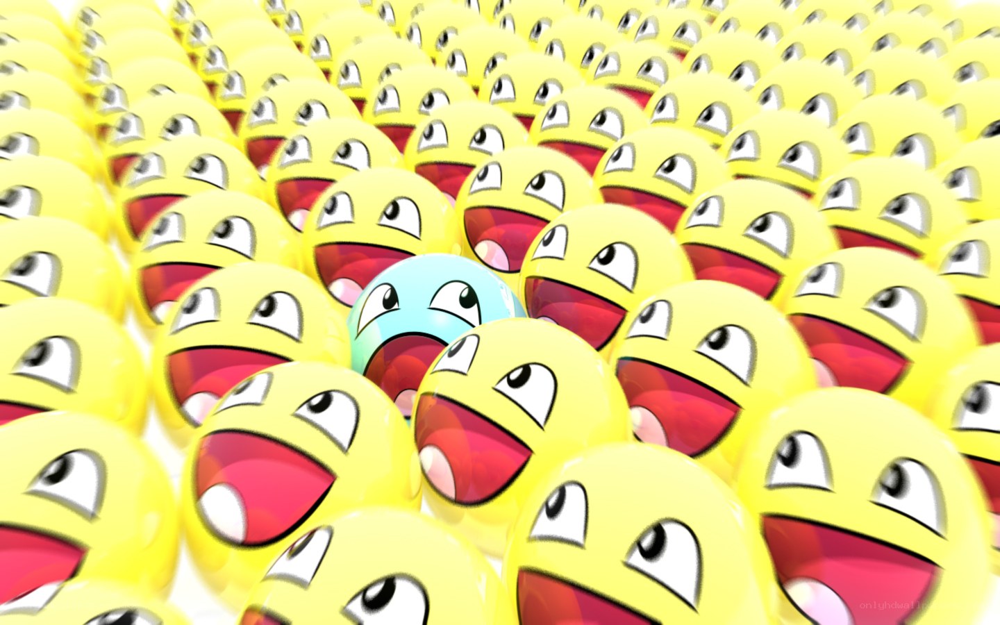 yellow emoji crowd with one blue