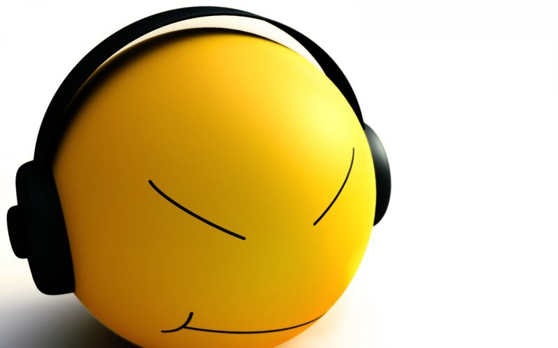 Yellow Emoji with Headphones — 3d Render