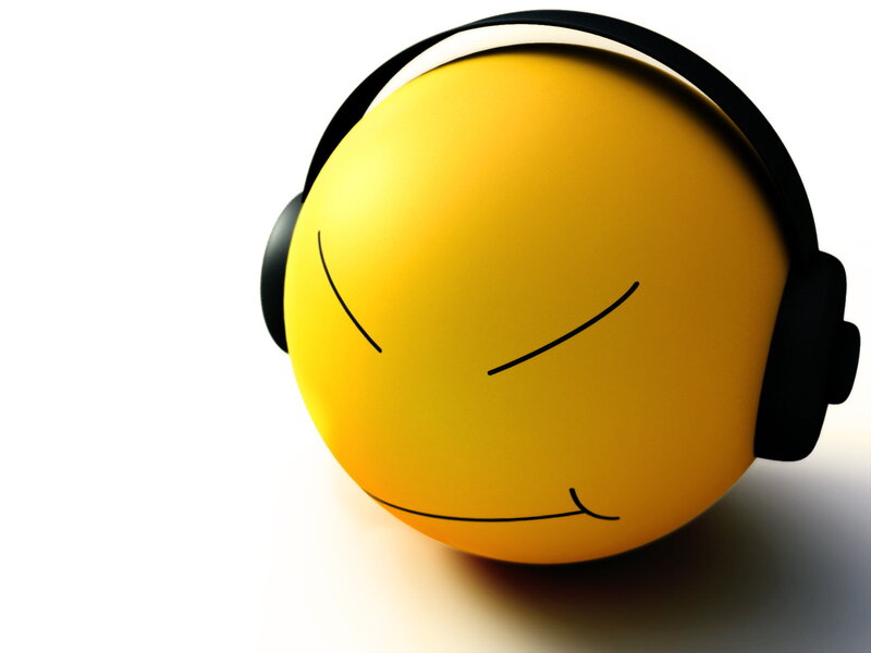 yellow emoji with headphones
