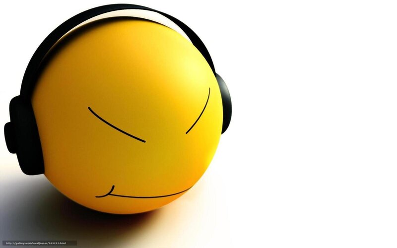 Yellow Emoji with Headphones — Calm, 3d Render