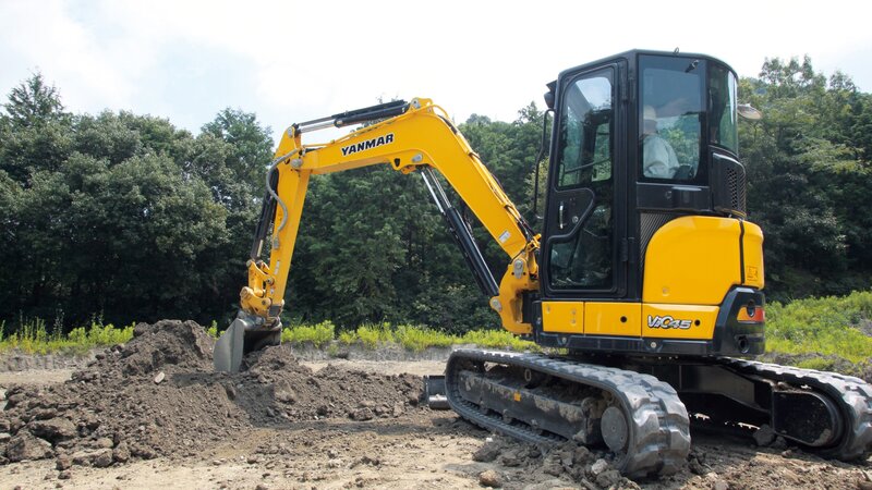 Yellow Excavator Digging — Active