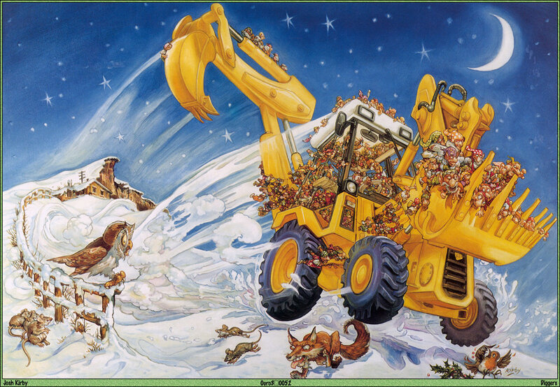 Yellow Excavator in Snow