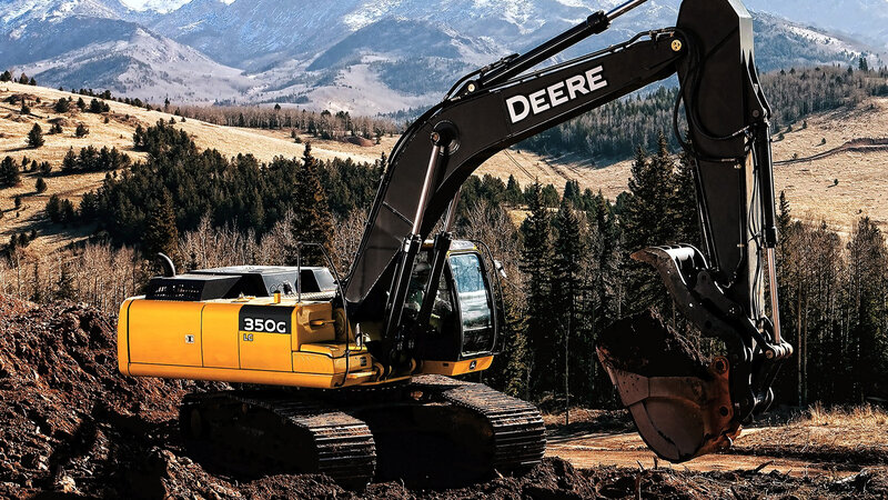 Yellow Excavator on Hillside
