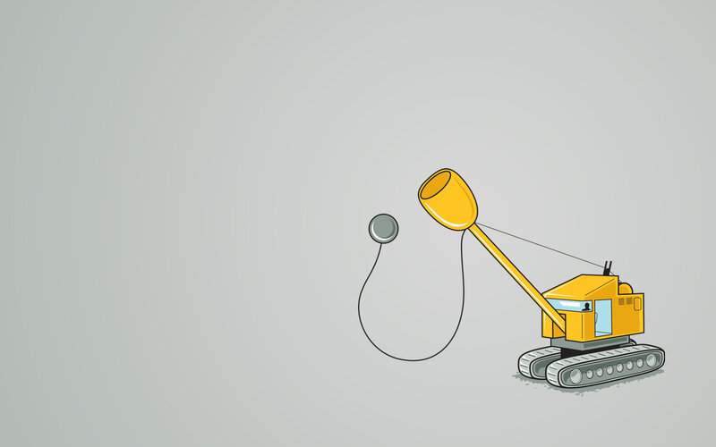 yellow excavator with scoop