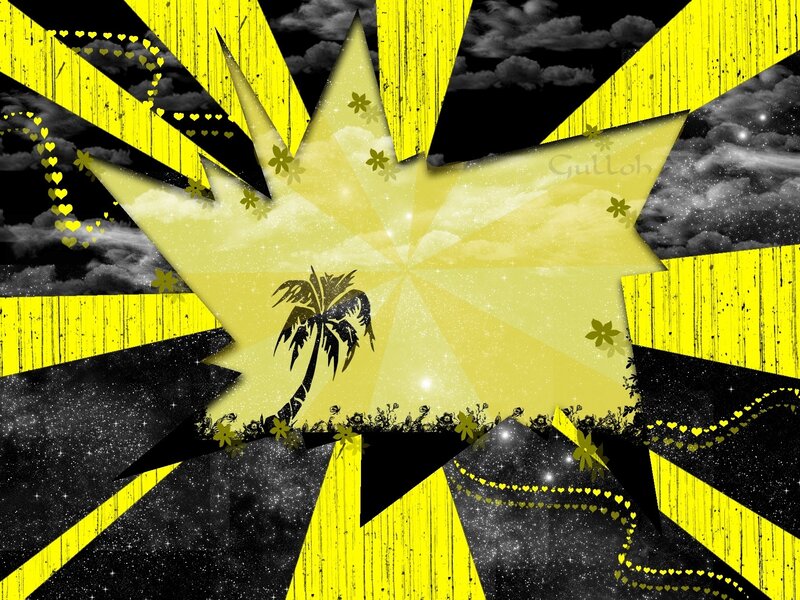 yellow explosion with palm tree