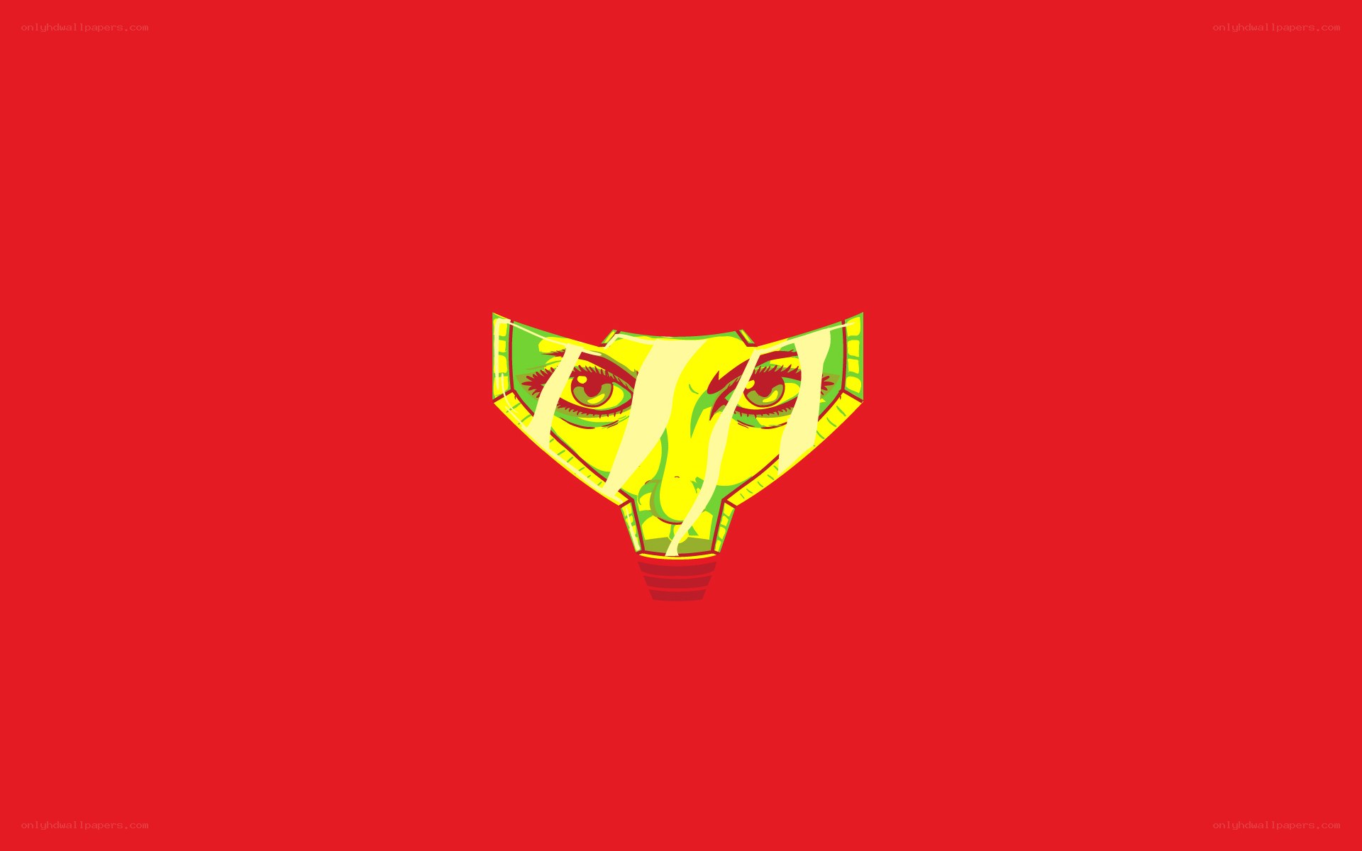 yellow eyes on red background